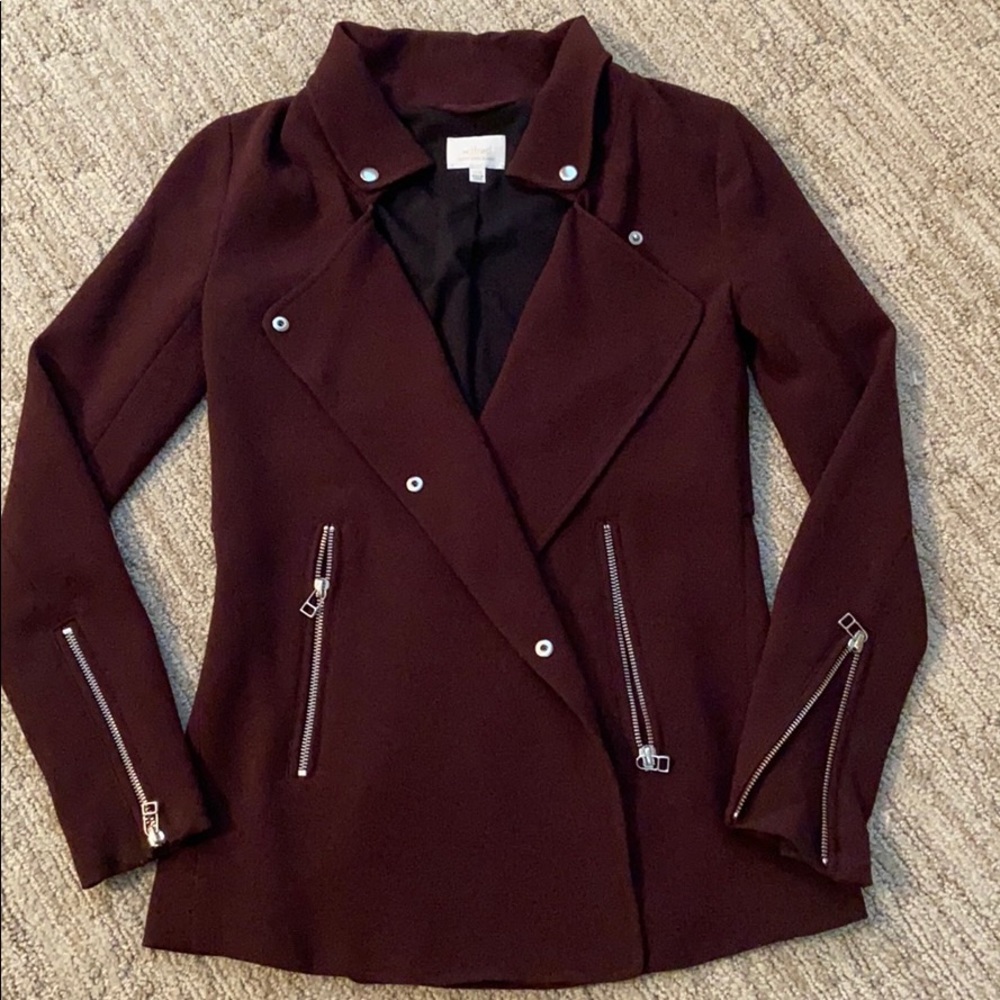 Aritzia Wilfred purple red Mayet moto jacket xxs